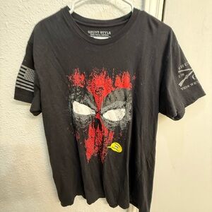 Grunt Style Black and Red Graphic Tees Short Sleeve